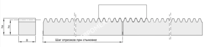 Рейка зубчатая M 2,5, 25х25 мм, L=500 мм с закалкой зубьев, EMT - Евромеханика