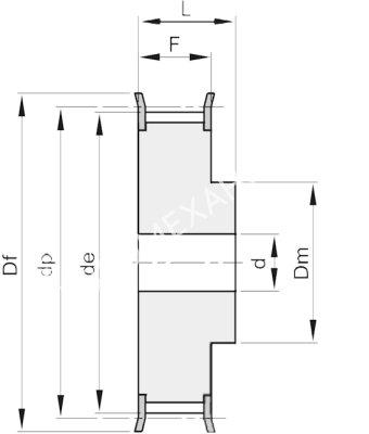 Шкив зубчатый под расточку 30 L 050, EMT - Евромеханика