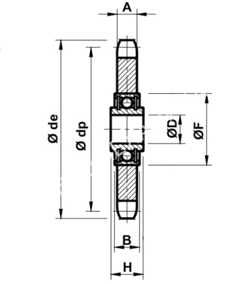 Звездочка натяжная для цепи 08B-1, Z=17 с подшипником - Евромеханика