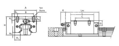 Каретка HGH45CAZOC, EMT - Евромеханика