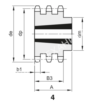 Звездочка 16B-3, шаг 25,4х17,02 мм (1"х17,02 мм), Z=30 под втулку тапербуш 3535 - Евромеханика