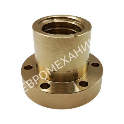 Гайка трапецеидальная латунная (HPb59-1) BFM 12х3 с фланцем (правая резьба), EMT - Евромеханика