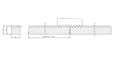 Рейка зубчатая M 1, 15х15 мм, L=1000 мм (CR26100) - Евромеханика