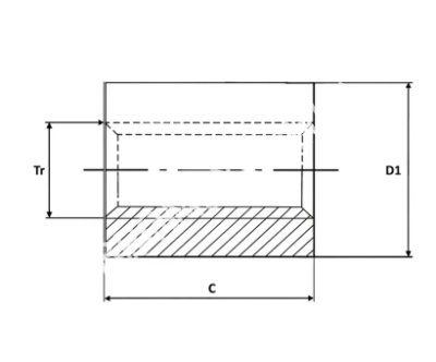 Гайка трапецеидальная полиамидная (POM) PRD 24х5 без фланца (правая резьба), EMT - Евромеханика
