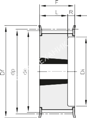 Шкив зубчатый под втулку тапербуш TL 27 H 200 (1610), EMT - Евромеханика