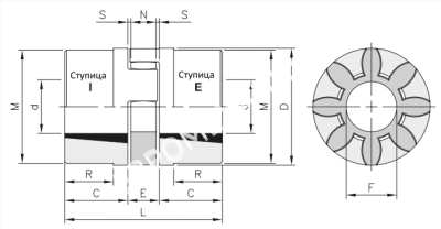 Полумуфта GEB 48-60 TL тип E, под втулку тапербуш 1615, EMT - Евромеханика